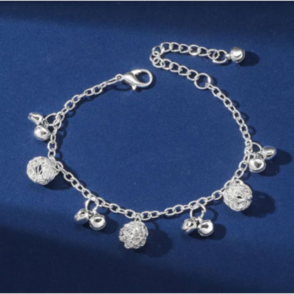 Silver Bells Balls Adjustable Bracelet Holidays Christmas New Years